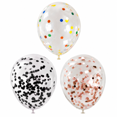 Globo Cristal Con Confetti Metalizado 10 Paq. X6 Unidades