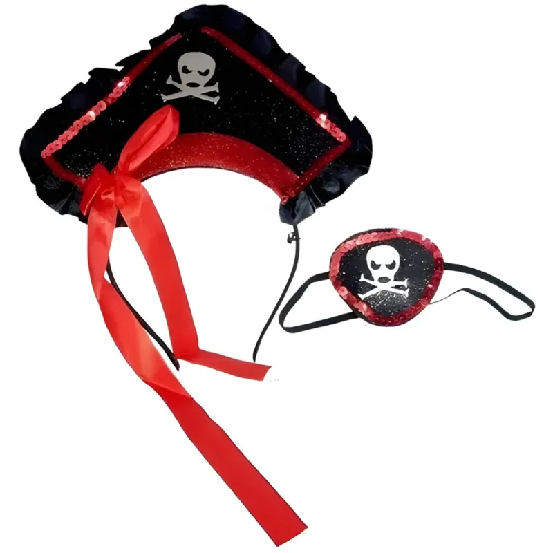 SET PIRATA VINCHA Y PARCHE ROJO