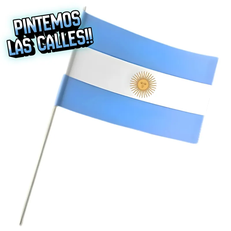 BANDERA ARGENTINA DE MANO CON PALITO 14X21CM X50