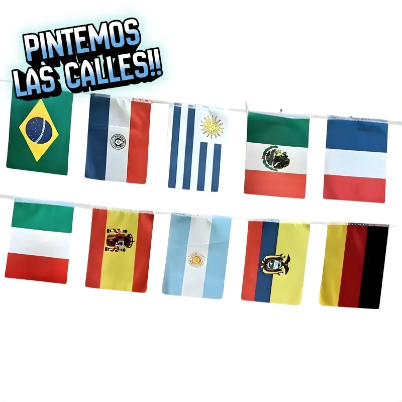 BANDERIN MULTI PAISES 10 BANDERITAS DE 14X21CM CADA UNA