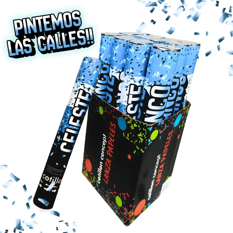 POPPER LANZA PAPELES CELESTE Y BLANCO X12