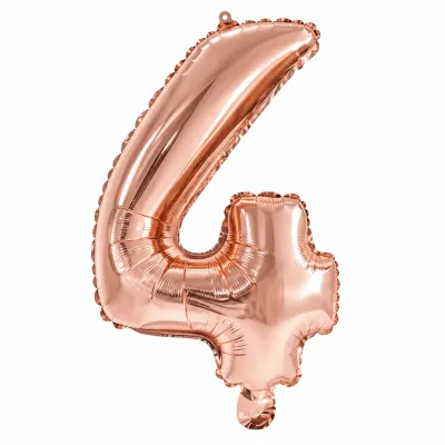 Globo Inflable Metalizado Rosa Gold Numero 4 16 Pulgadas/40 Cm X10 Unidades
