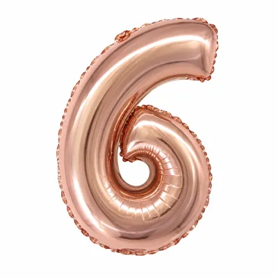 Globo Inflable Metalizado Rosa Gold Numero 6 16 Pulgadas/40 Cm X10 Unidades