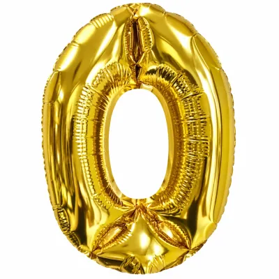 Globo Inflable Metalizado Dorado Numero 0 32 Pulgadas/80 Cm X10 Unidades