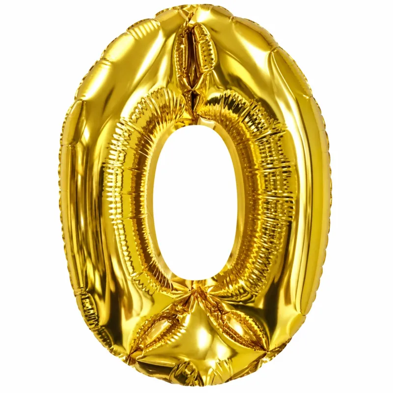 Globo Inflable Metalizado Dorado Numero 0 32 Pulgadas/80 Cm X10 Unidades