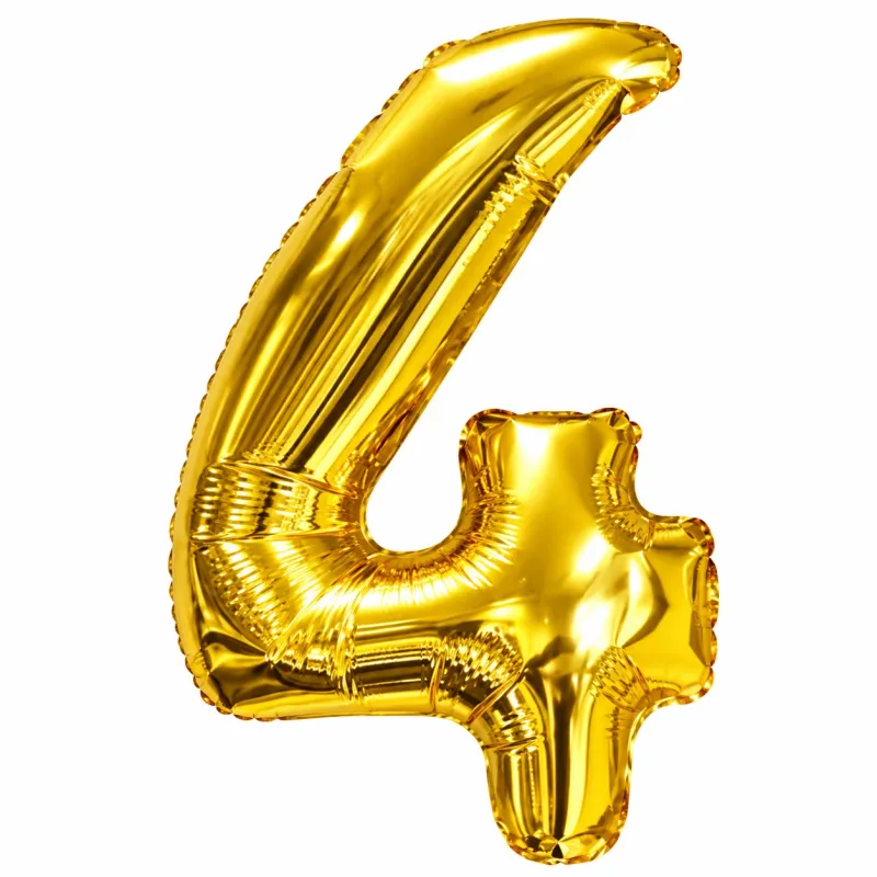 Globo Inflable Metalizado Dorado Numero 4 32 Pulgadas/80 Cm X10 Unidades