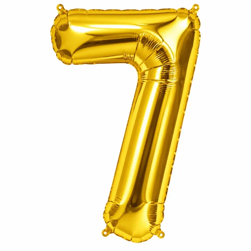 Globo Inflable Metalizado Dorado Numero 7 32 Pulgadas/80 Cm X10 Unidades