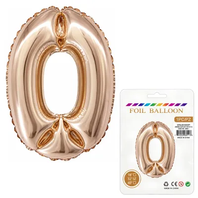 Globo Inflable Metalizado Rosa Gold Numero 0 32 Pulgadas/80 Cm X10 Unidades