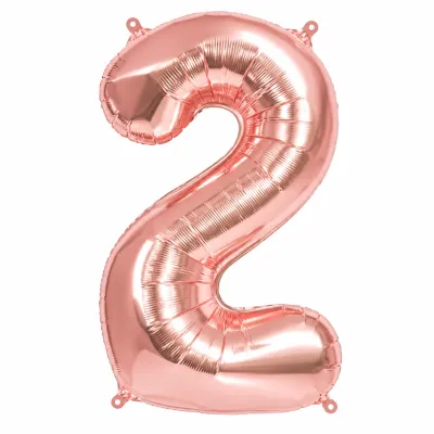 Globo Inflable Metalizado Rosa Gold Numero 2 32 Pulgadas/80 Cm X10 Unidades