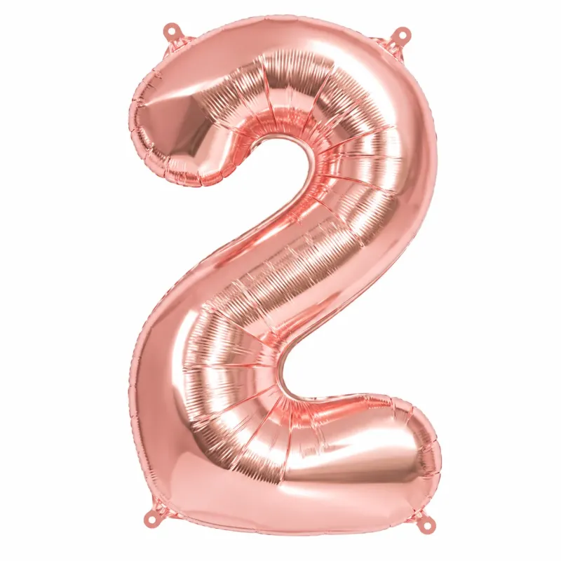 Globo Inflable Metalizado Rosa Gold Numero 2 32 Pulgadas/80 Cm X10 Unidades