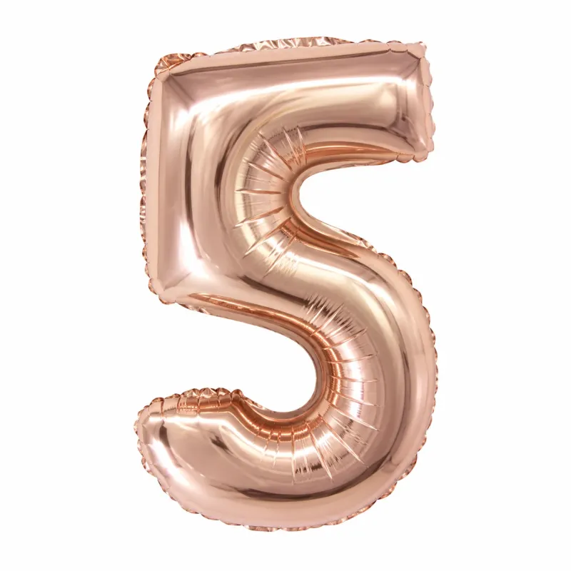 Globo Inflable Metalizado Rosa Gold Numero 5 32 Pulgadas/80 Cm X10 Unidades