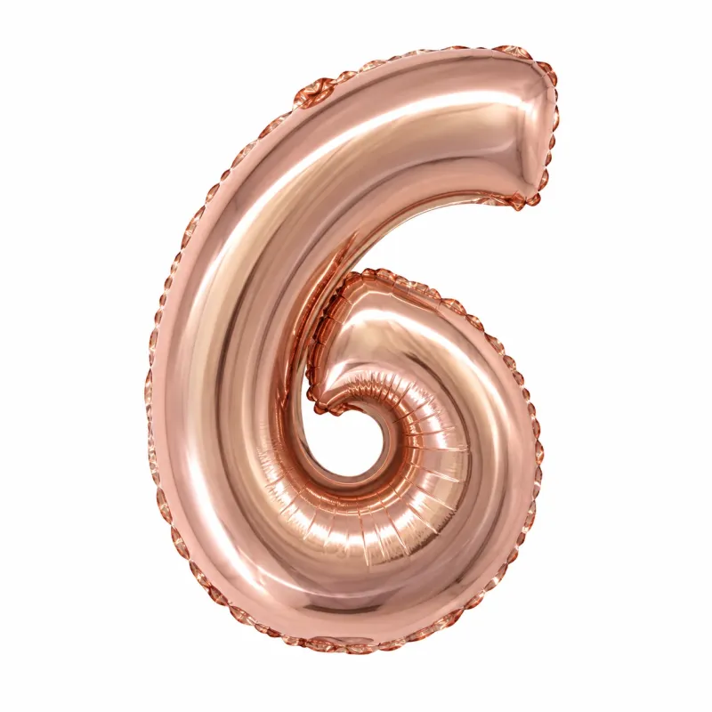 Globo Inflable Metalizado Rosa Gold Numero 6 32 Pulgadas/80 Cm X10 Unidades