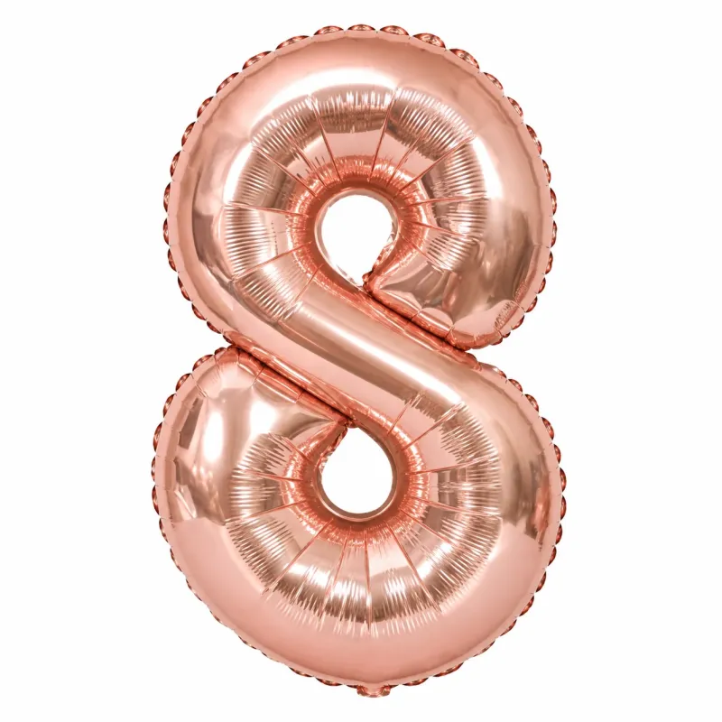 Globo Inflable Metalizado Rosa Gold Numero 8 32 Pulgadas/80 Cm X10 Unidades