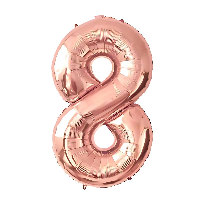 GLOBO INFLABLE METALIZADO ROSA NUMERO 8 32 PULGADAS/80 CM X10 UNIDADES