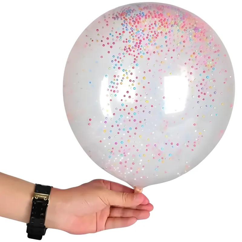 GLOBOS CRISTAL CON CONFETTI PELOTITAS TELGOPOR MULTICOLOR 10 PAQ. X10 UNIDADES