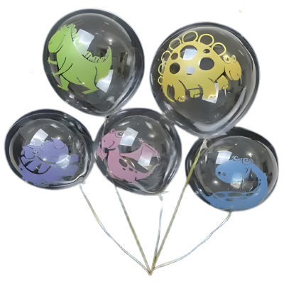 GLOBOS BURBUJA ESTAMPADO DINOSAURIOS SURTIDOS X5