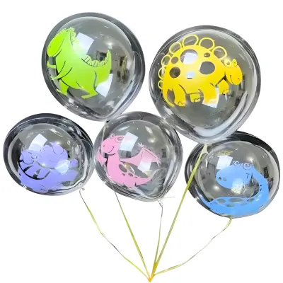 GLOBOS BURBUJA ESTAMPADO DINOSAURIOS SURTIDOS X5