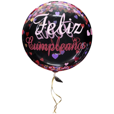 GLOBO BURBUJA ESTAMPADO FELIZ CUMPLEAÑOS ROJO X12