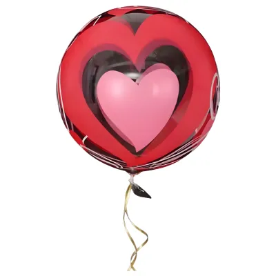 GLOBO BURBUJA ESTAMPADO CORAZON X12
