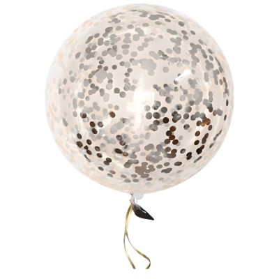 GLOBO BURBUJA CON CONFETTI METALIZADO PLATEADO X10