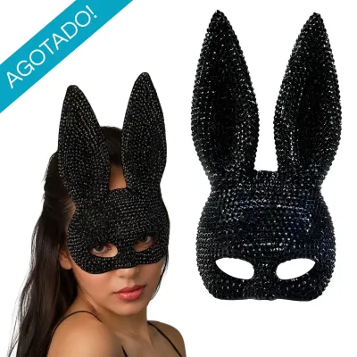 *Preventa* Máscara De Conejo Con Strass Negro