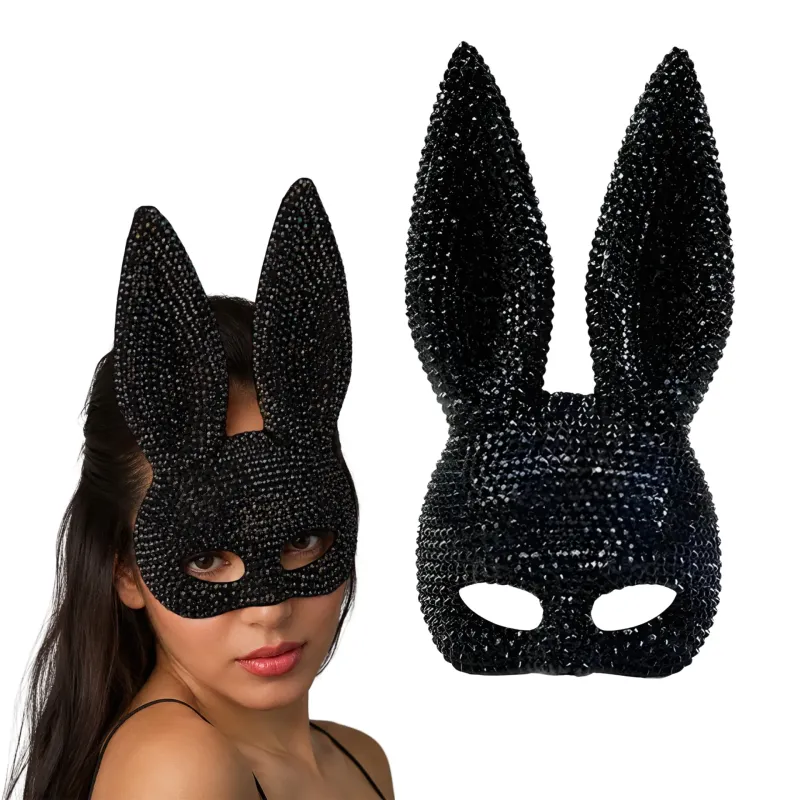 *Preventa* Máscara De Conejo Con Strass Negro