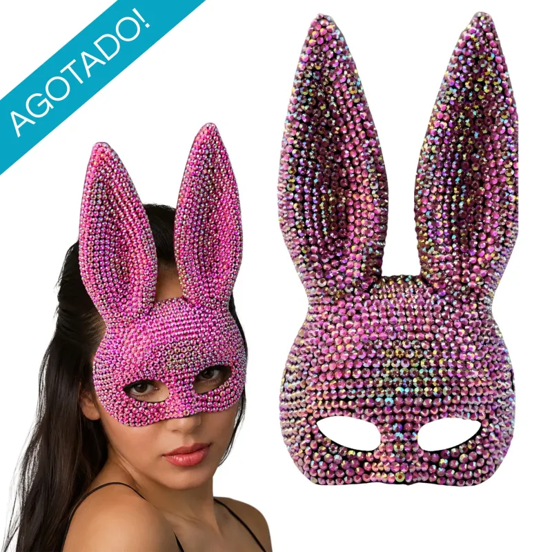 *Preventa* Máscara De Conejo Con Strass Rosa