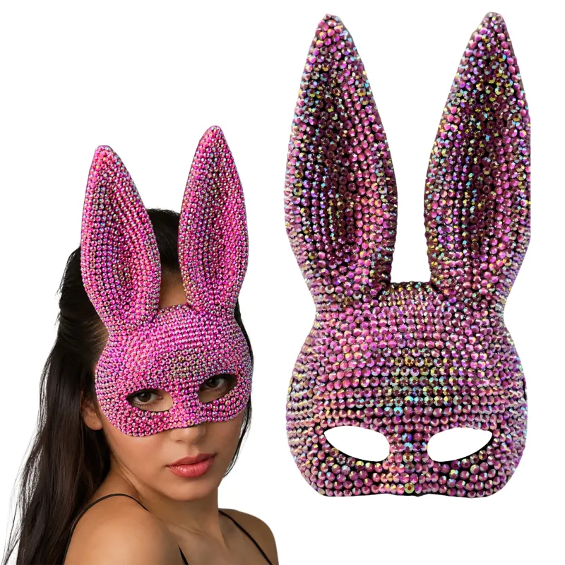 *Preventa* Máscara De Conejo Con Strass Rosa