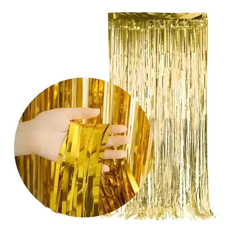 CORTINA METALIZADA ORO X12 UNIDADES