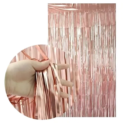 CORTINA METALIZADA ROSA GOLD X12 UNIDADES