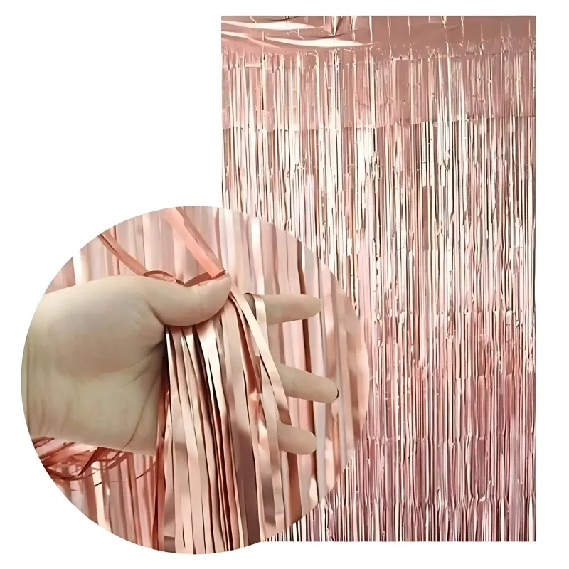 CORTINA METALIZADA ROSA GOLD X12 UNIDADES