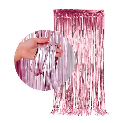 CORTINA METALIZADA ROSA X12 UNIDADES