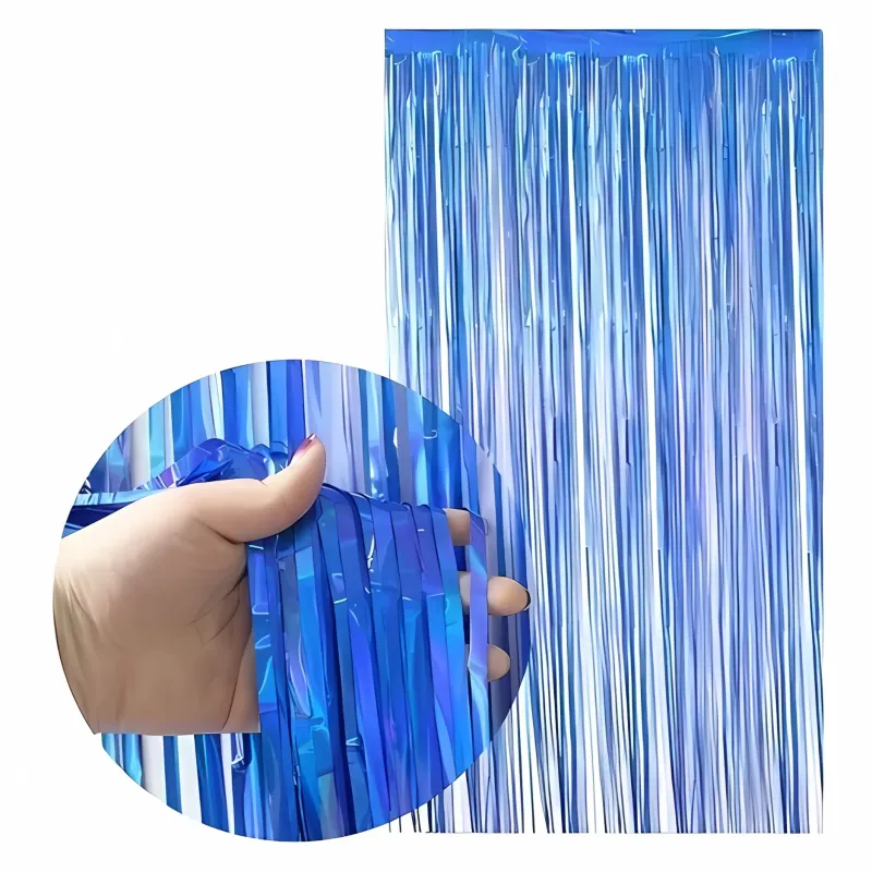 CORTINA METALIZADA AZUL X12 UNIDADES