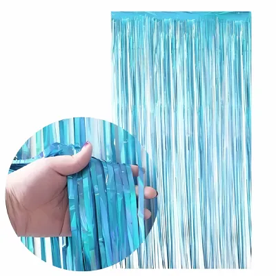 CORTINA METALIZADA CELESTE X12 UNIDADES