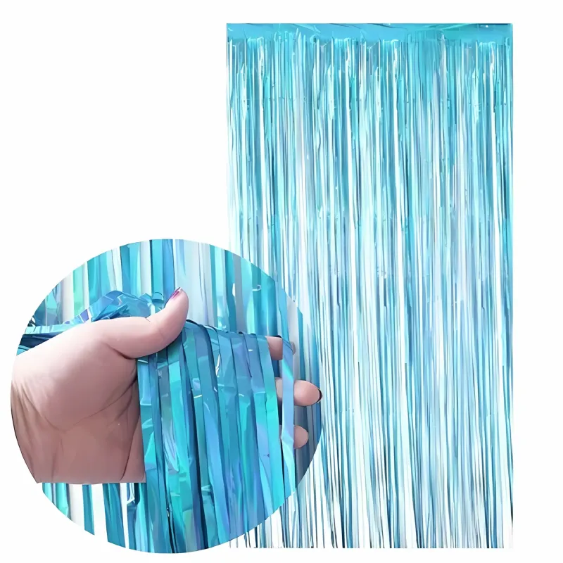 CORTINA METALIZADA CELESTE X12 UNIDADES