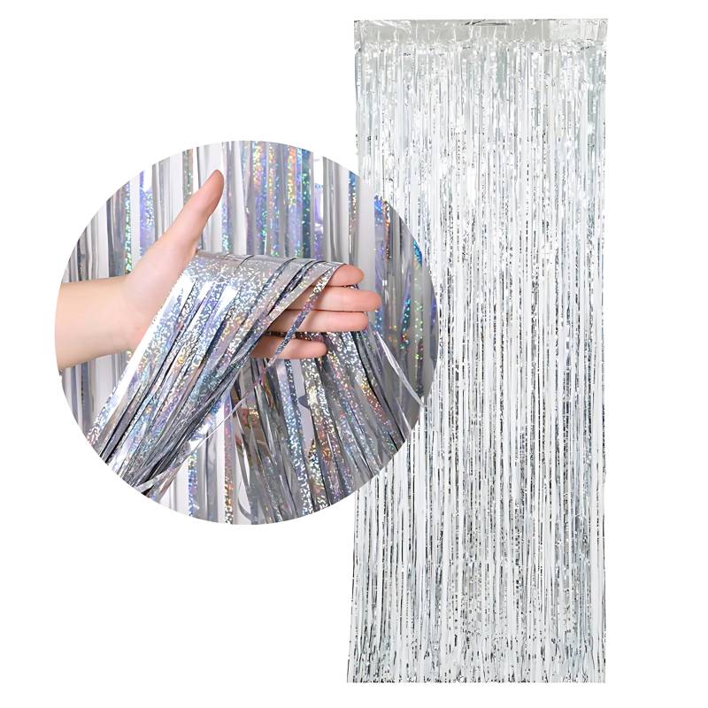 CORTINA LASER PLATA X12 UNIDADES