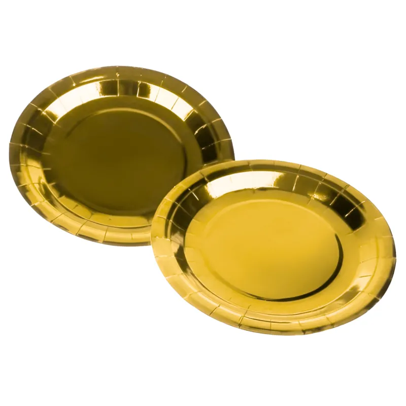 PLATO POLIPAPEL METALIZADO 8 UNIDADES DORADO