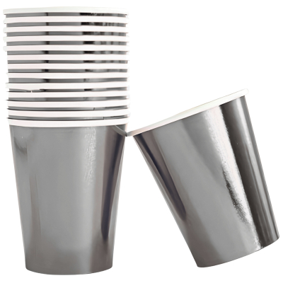 VASOS POLIPAPEL METALIZADO 8 UNIDADES PLATEADO