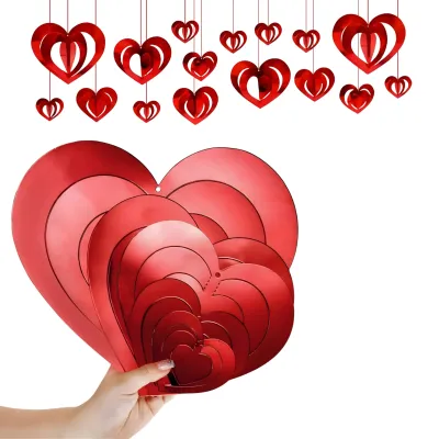 GUIRNALDAS CORAZONES COLGANTES 3D X10