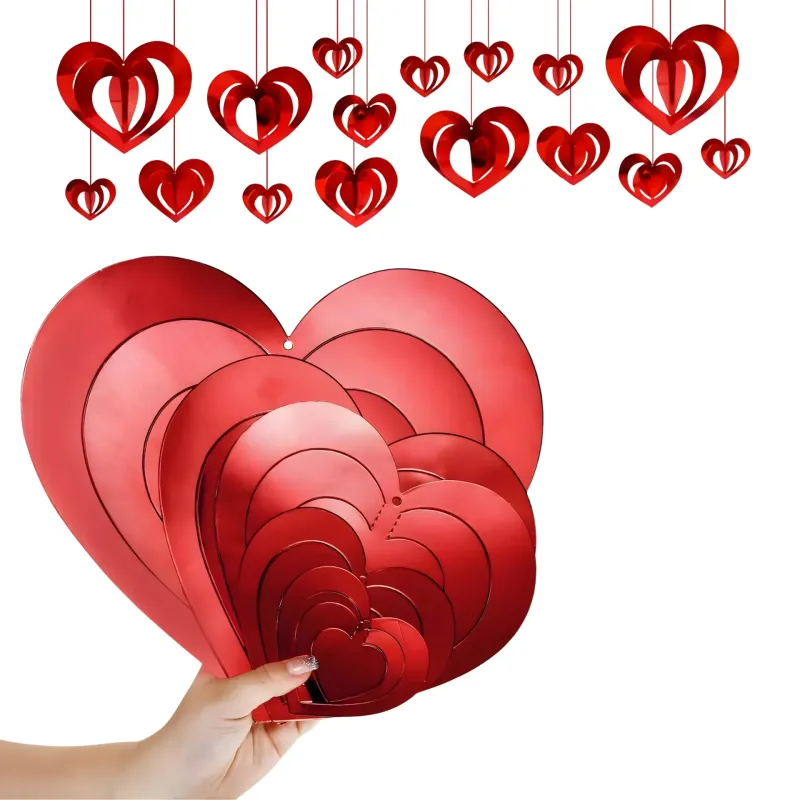 GUIRNALDAS CORAZONES COLGANTES 3D X10