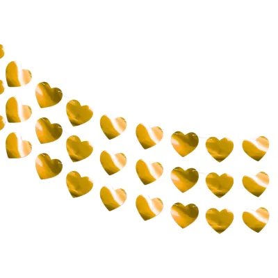 GUIRNALDA METALIZADA CORAZONES DORADO X10