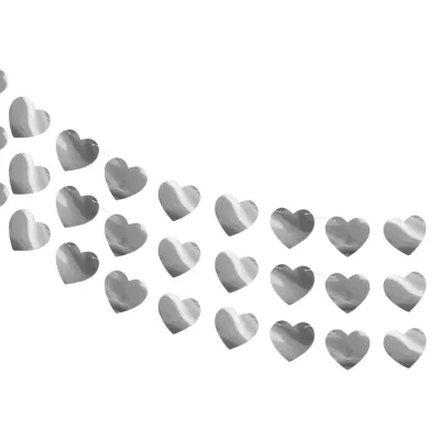 GUIRNALDA METALIZADA CORAZONES PLATEADO X10