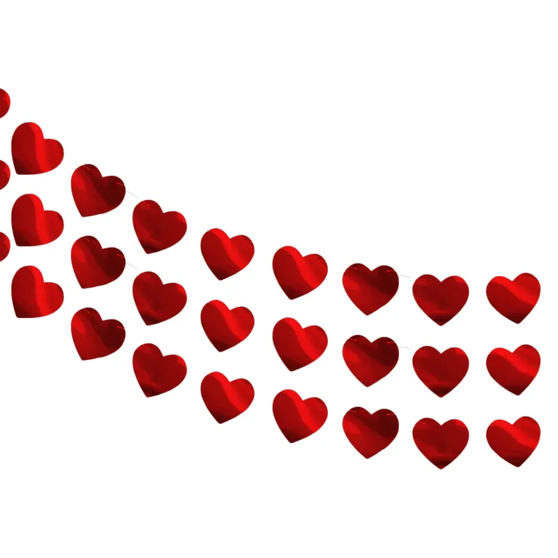 GUIRNALDA METALIZADA CORAZONES ROJO X10
