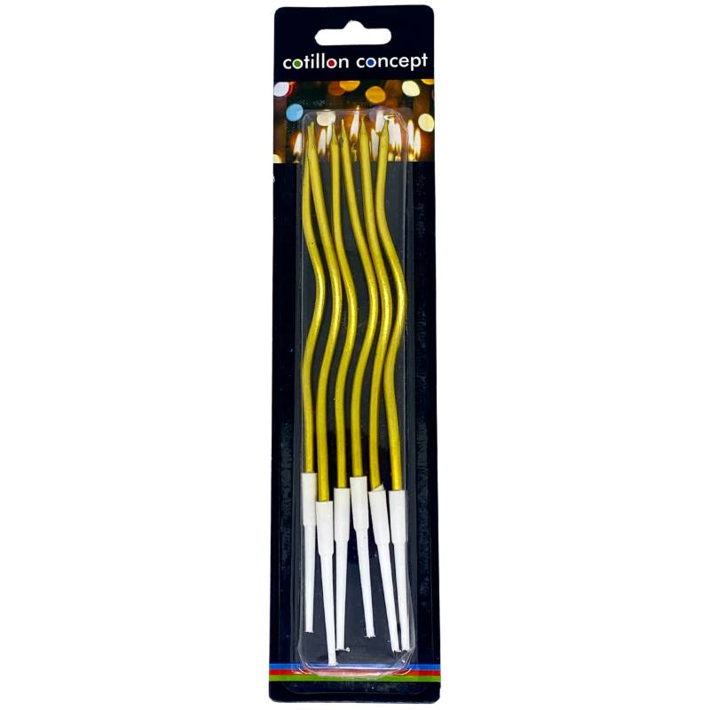 VELAS ONDULADAS DORADO BLISTER X6 UNIDADES