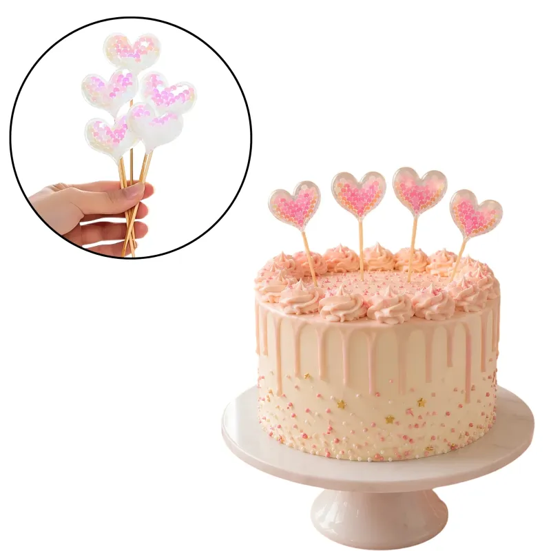 Cake Topper Corazon De Lentejuelas