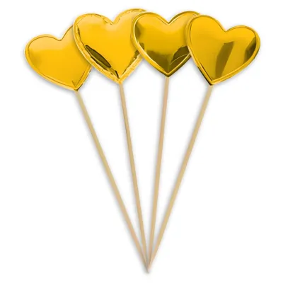 *Preventa* Cake Topper Corazones Dorados X10 Sets