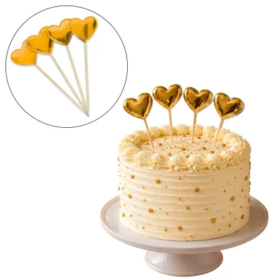 *Preventa* Cake Topper Corazones Dorados X10 Sets
