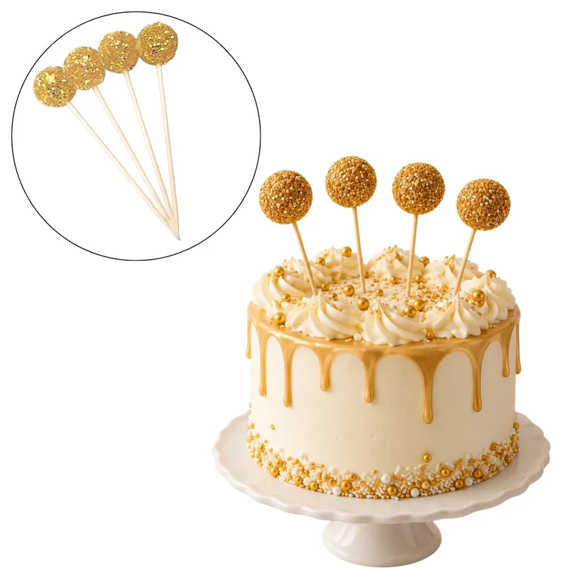 Cake Topper Bolitas Gibreadas Plateadas