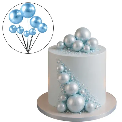 *Preventa* Set Cake Topper Bolitas X12 Unidades Color Celeste