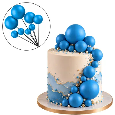 Set Cake Topper Bolitas X12 Unidades Color Azul